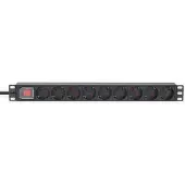 Intellinet 715133, 1U, Aluminium, Schwarz, 9 AC-Ausgänge, Typ F, Typ F