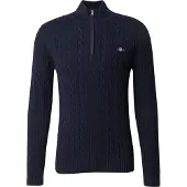 Gant für Herren. 8050603 Marineblauer Pullover mit halbem Reißverschluss (XXL), Lässig, Baumwolle