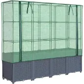 vidaXL Hochbeet mit Gewächshausabdeckung Rattanoptik 160x40x153 cm
