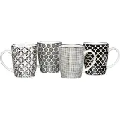 Ritzenhoff & Breker Becher "Takeo", schwarz, H:10cm Ø:8cm, Porzellan, Trinkgefäße, Becher, skandinavisch-schlichter Touch, 350 ml, 4-teilig