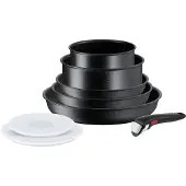 Tefal Kochtopfset INGENIO BLACK STONE L3998802, 8-teilig, schwarz, Aluminium,