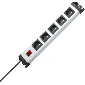 Kopp Steckdosenleiste POWERversal 5-fach mit Schalter silber-schwarz