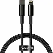Baseus Tungsten Gold, 1 m, Lightning, USB C, Männlich, Männlich, Schwarz