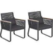 Beliani 2er-Set Gartenstühle, schwarz, CANETTO