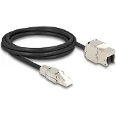DeLOCK Kabel RJ45 Stecker feldkonfektionierbar zu Keystone Modul RJ45 Buchse Cat.6A 2 m, 2 m, Cat6a, S/FTP (S-STP), RJ-45, RJ-45, Schwarz, Silber