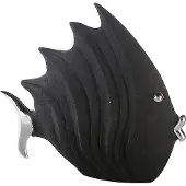 Casablanca by Gilde Tierfigur "Figur Fisch", silber (schwarz, silberfarben), B:29cm H:26cm T:10cm, Polyresin (Kunststein), Dekofiguren, Tierfigur, Schwarze Steinoptik mit silbernen Akzenten