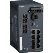 Schneider Electric MCSESM103F2CU1H Modicon Extended Managed Switch, 8 Ports Kupfer (8TX 10/100 Mbit/s) + 2 Glasfaser Multimode (2FX-MM 100 Mbit/s)