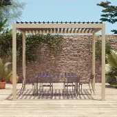 Sweeek - Bioklimatische Pergola mit Lamellendach Triomphe 3x3m V2 - Holzfarben