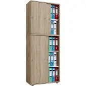 VCM Holz Büroschrank Aktenregal Lona 5 Fächer Schiebetüren