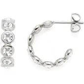 Leonardo Paar Creolen "Ohrringe Cremona", silber (edelstahlfarben, kristallweiß, kristallweiß), Ohrringe, Damen, 4mm, Edelstahl, Paar Creolen, mit Zirkonia (synth.)