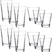 Leonardo Gläser-Set "Onda", transparent, 12 Stk., Glas, Trinkgefäße, Gläser-Set, je 6 kleine und große Becher, Topseller