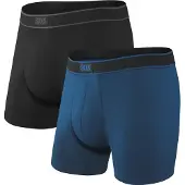 Saxx - Daytripper Boxer Brief Fly 2-Pack - Kunstfaserunterwäsche Gr S blau/schwarz