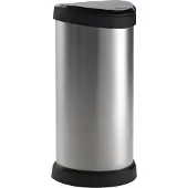 Curver DECOBIN Abfalleimer 40L mit Drücker silber metallic