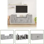 The Living Store 3-tlg. TV-Schrank-Set Betongrau Holzwerkstoff