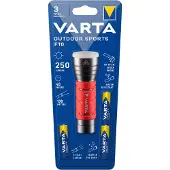 Varta Taschenlampe "Outdoor Sports F10 Taschenlampe inkl. 3x LONGLIFE Power AAA Batterien", rot (rot, schwarz), T:12,2cm Ø:4cm, Mobilleuchten, Taschenlampe