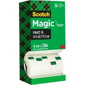 Scotch Klebeband Magic 8R14TPR, beschreibbar, unsichtbar, mattweiß, 14 Rollen Sparpaket