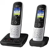 Panasonic KX-TGH722, DECT-Telefon, Kabelloses Mobilteil, Freisprecheinrichtung, 200 Eintragungen, Anrufer-Identifikation, Schwarz