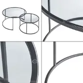 En.casa Couchtisch 2er Set 'Kokkola' Metallgestell rund Rauchglas