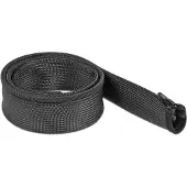 DeLOCK Geflechtschlauch mit Reißverschluss, hitzebeständig, 1m, 50mm, schwarz