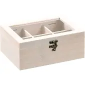 Kesper Aufbewahrungsbox für Tee, Bambus, weiß, Praktische Teebox mit einem Sichtfenster aus Kunststoff, 1 Aufbewahrungsbox, Maße (B x L x H): 16 x 22 x 9 cm