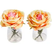 Botanic-Haus Kunstblume "Rose im Glas", orange, B:9cm H:11cm T:9cm Ø:9cm, Kunststoff, Kunstpflanzen, Kunstblume