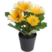 Botanic-Haus Kunstblume "Gerbera mit 5 Blüten", gelb, B:24cm H:26cm T:24cm Ø:24cm, Kunststoff, Kunstpflanzen, Kunstblume