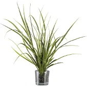 Creativ Green Kunstgras "Wiesengras im Ballen und mit Glas", grün, H:70cm, Obermaterial: 100% Polyethylen, Kunstpflanzen, Kunstgras