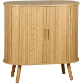 Sweeek - Sideboard mit Schiebetüren und Regal, gerillter Holzoptik B 80cm - Natur