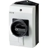 Eaton 227872 Hauptschalter, P1, 32 A, Aufbau, 3-polig, HALT-Funktion, mit schwarzem Drehgriff und Sperrkranz, abschließbar in 0-Stellung