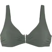 LASCANA Bügel-Bikini-Top "Italy", Damen, Gr. 36, Cup C, grün (oliv), Microfaser, unifarben, Bikini-Oberteile Bügel-Bikini-Top, mit goldfarbigen Accessoire