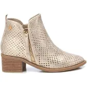 Xti für Damen. 14396101-ORO Lederstiefeletten 143961 gold (40), 5 bis 8 cm, Reißverschluss, Lässig