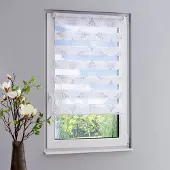 Garesa Doppelrollo "Kreise" Gr. 5, grau (weiß, grau, weiß, weiß), B:50cm H:150cm, Polyester, Rollos, Doppelrollo, dekorativ, bedruckt