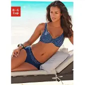 LASCANA Bügel-Bikini , Damen, Gr. 38, Cup C, blau (marine, weiß), Polyamid, gepunktet, Bikini-Sets Bügel-Bikini, mit modischen Punkten