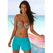 LASCANA Badeshorts , Damen, Gr. 38, N-Gr, blau (türkis), Microfaser, Polyester, unifarben, Badehosen Badeshorts, elastisches Bündchen, mit Gesäßtasche, softe Microfaser-Qualität