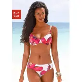 LASCANA Bügel-Bikini , Damen, Gr. 34, Cup C, bunt (weiß, bedruckt), Polyamid, floral, Bikini-Sets Bügel-Bikini, mit plakativem Blütenprint