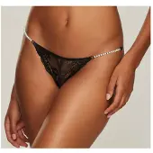 LASCANA Rioslip , Damen, Gr. 40/42, beige (schwarz, creme), Spitze, Obermaterial: 90% Polyamid, 10% Elasthan, körpernah, Unterhosen Rioslip, mit femininen Perlendetails, Topseller