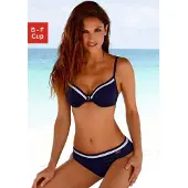 LASCANA Bügel-Bikini , Damen, Gr. 38, Cup B, blau (marine), Recycling-Polyamid, kontrastfarbene Details, unifarben, Bikini-Sets Bügel-Bikini, mit Kontrastdetails
