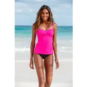 s.Oliver Bügel-Tankini-Top "Spain", Damen, Gr. 40, Cup D, pink, Microfaser, Microfaser, unifarben, Bikini-Oberteile Bügel-Tankini-Top, mit Wickeloptik