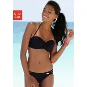Buffalo Bügel-Bandeau-Bikini-Top "Happy", Damen, Gr. 34, Cup C, schwarz, Microfaser, Polyamid, unifarben, Bikini-Oberteile Bügel-Bandeau-Bikini-Top, mit geflochtenem Detail