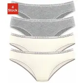LASCANA Slip , Damen, Gr. 40/42, Jersey, grau (grau, meliert, creme), Jersey, Obermaterial: 92% Baumwolle, 8% Elasthan (LYCRA), unifarben, Unterhosen Slip, aus elastischer Baumwoll-Qualität