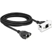 DeLOCK Netzwerk Verlängerungskabel für Easy 45 Modul S/FTP RJ45 Buchse zu RJ45 Buchse Cat.6A 3 m schwarz, 3 m, Cat6a, S/FTP (S-STP), RJ-45, RJ-45, Schwarz, Weiß