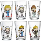 Ritzenhoff & Breker Kinderbecher "Kindergläser Berufe Jungs & Mädchen 205 ml 6er Set bunt", bunt, Glas, Trinkgefäße, Kinderbecher