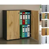 VCM Aktenschrank "Büroschrank Bücher Ordner Aktenschrank Lona 2fach", weiß, B:70cm T:40cm, Obermaterial: 100% Holz Wood., Schränke, Aktenschrank