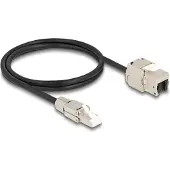 DeLOCK Kabel RJ45 Stecker feldkonfektionierbar zu Keystone Modul RJ45 Buchse Cat.6A 1 m, 1 m, Cat6a, S/FTP (S-STP), RJ-45, RJ-45, Schwarz, Silber