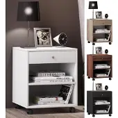 VCM Nachttisch "Holz Nachttisch Schrank Rolda Schublade Rollen", braun (sonoma, eiche (sägerau)), B:45cm T:38cm, Tische, Nachttisch