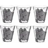 Leonardo Kinderbecher "BAMBINI Elefant", bunt (mehrfarbig), H:9cm Ø:9cm, Glas, Trinkgefäße, Kinderbecher, 215 ml, 6-teilig