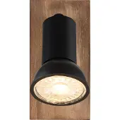 Globo Oberflächenmontierter Spot Drew Schwarz mit Holz