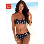 LASCANA Bügel-Bandeau-Bikini , Damen, Gr. 34, Cup B, schwarz-weiß (schwarz, weiß), Polyamid, bedruckt, Bikini-Sets Bügel-Bandeau-Bikini, mit Zier-Accessoires