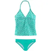 Venice beach Tankini , Jungen, Gr. 122/128, N-Gr, grün (mint, weiß), Polyamid, Melange-Effekt, Bikini-Sets Tankini, verstellbare Träger, unifarbene Hose