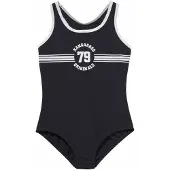 Kangaroos Badeanzug "Sporty", Jungen, Gr. 122/128, N-Gr, schwarz, Polyamid, kontrastfarbene Details, unifarben, Badeanzüge Badeanzug, mit sportlichem Frontdruck